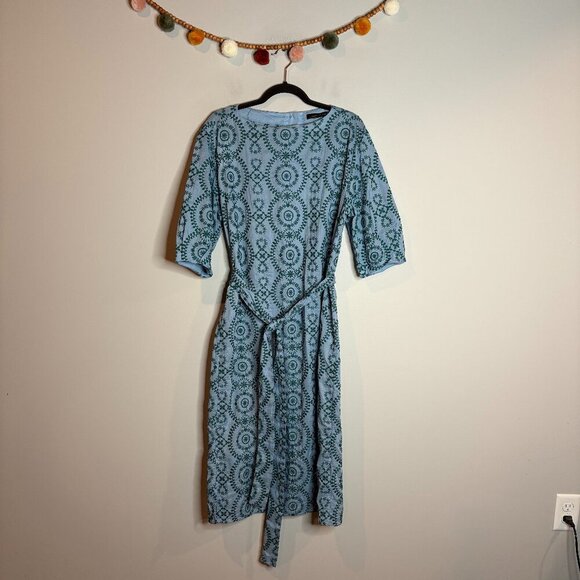 Zara Blue and Green Embroidered Tunic Dress - Picture 2 of 5